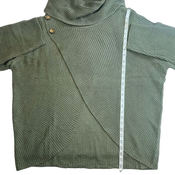 Kate & Sam Sweater Women XXL Olive Green Cowlneck Athleisure Wrap Minimalist Top - Picture 4 of 13